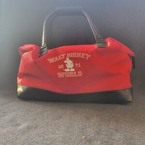 Walt Disney World Mickey Mouse 1971‎ Red Black Duffle Tote Gym Travel Bag